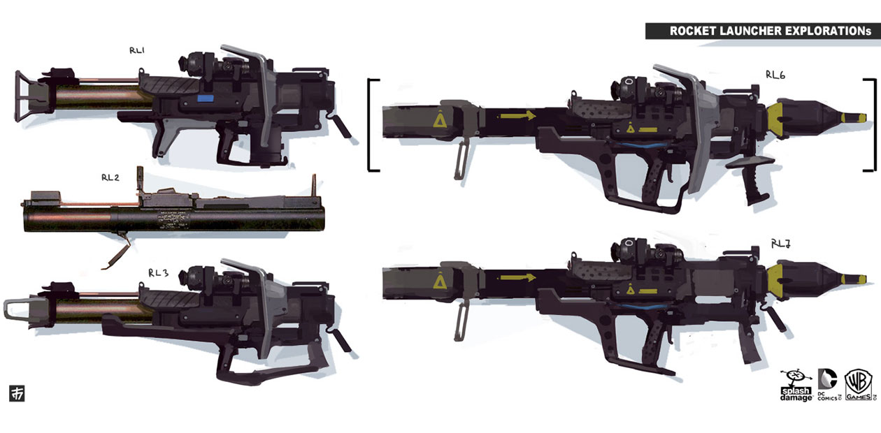 Rocket Launcher Variations Art from Batman: Arkham Origins