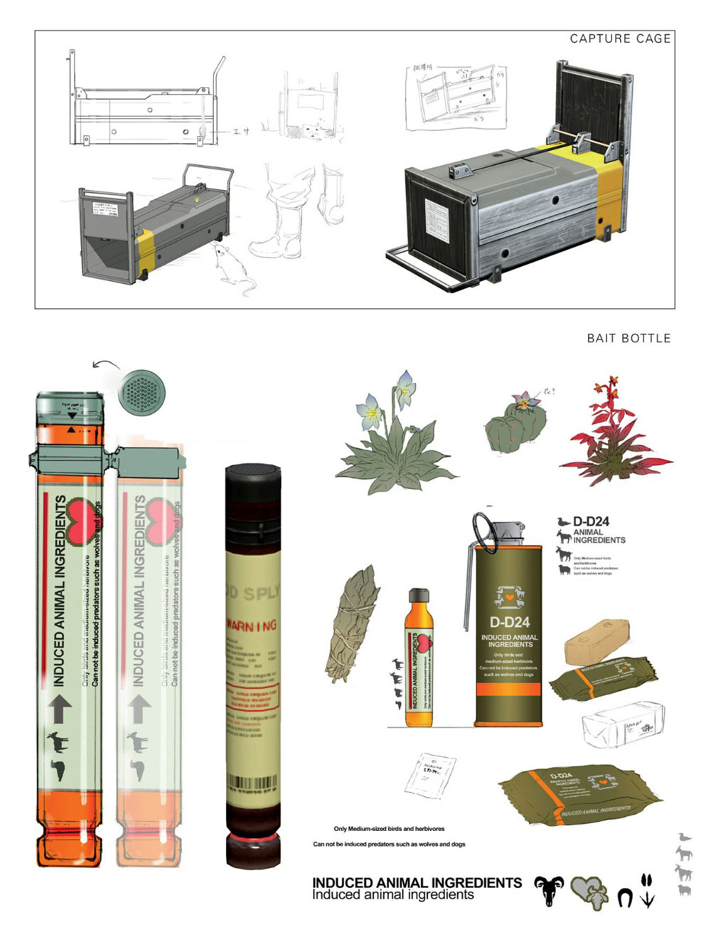 Capture Cage & Induced Animal Ingredients Art from Metal Gear Solid V