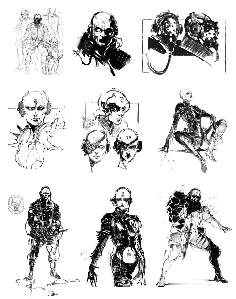 Skulls Sketches from Metal Gear Solid V