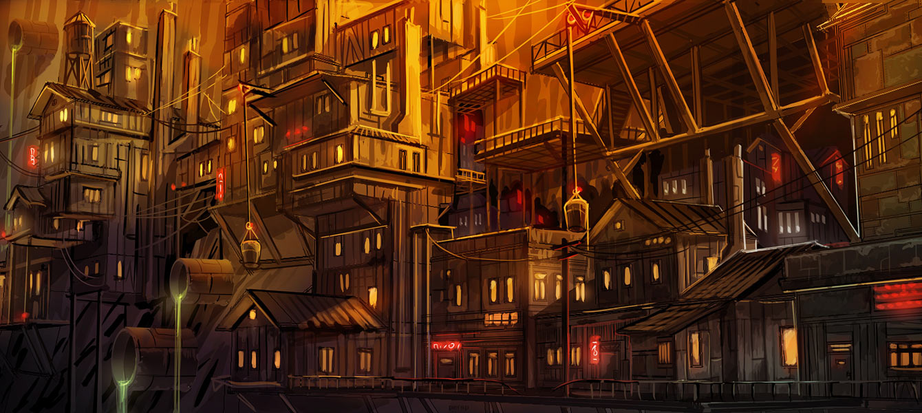 Architecture Paintover Art from Yaiba: Ninja Gaiden Z