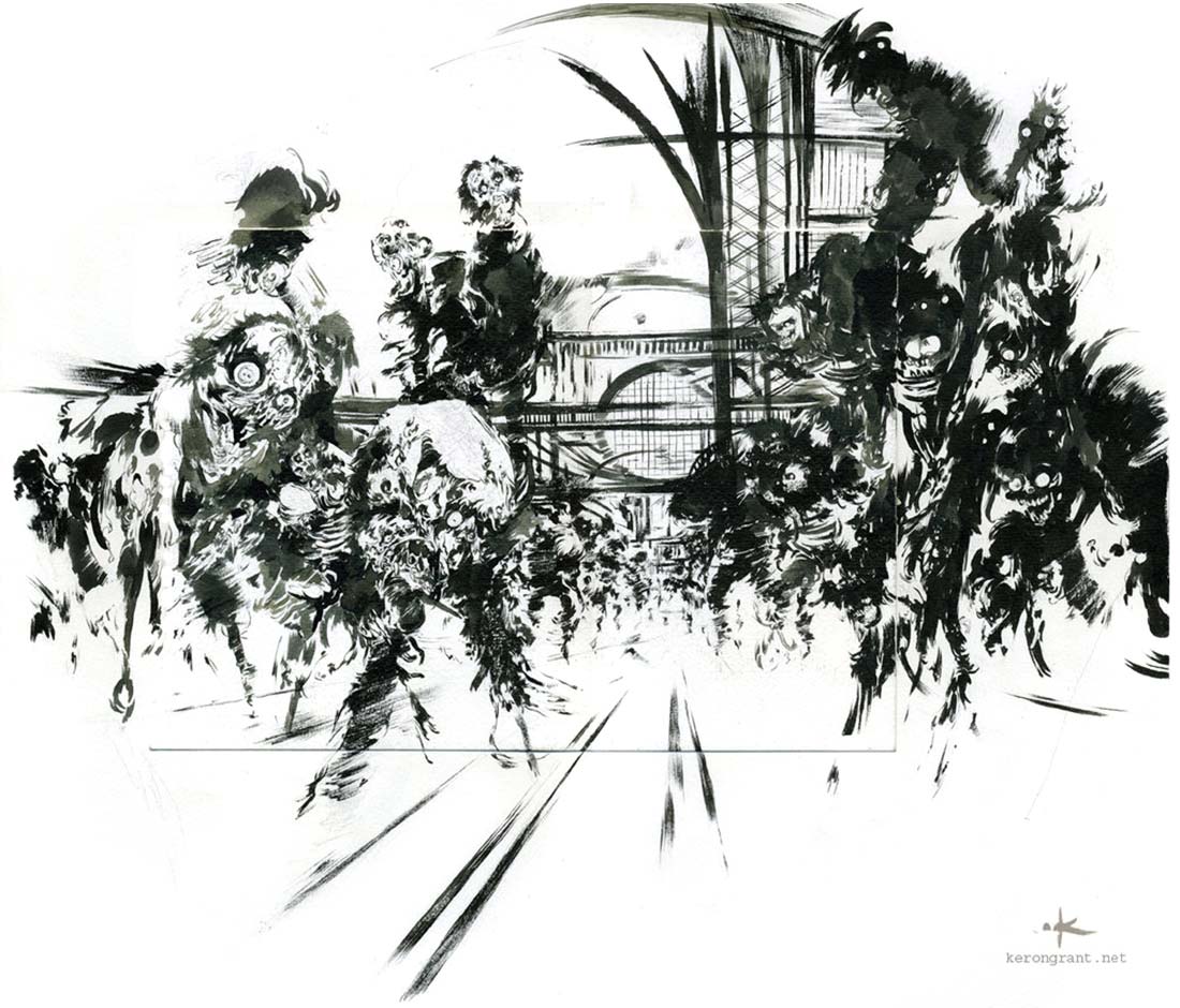 Train Station Zombies Art from Yaiba: Ninja Gaiden Z