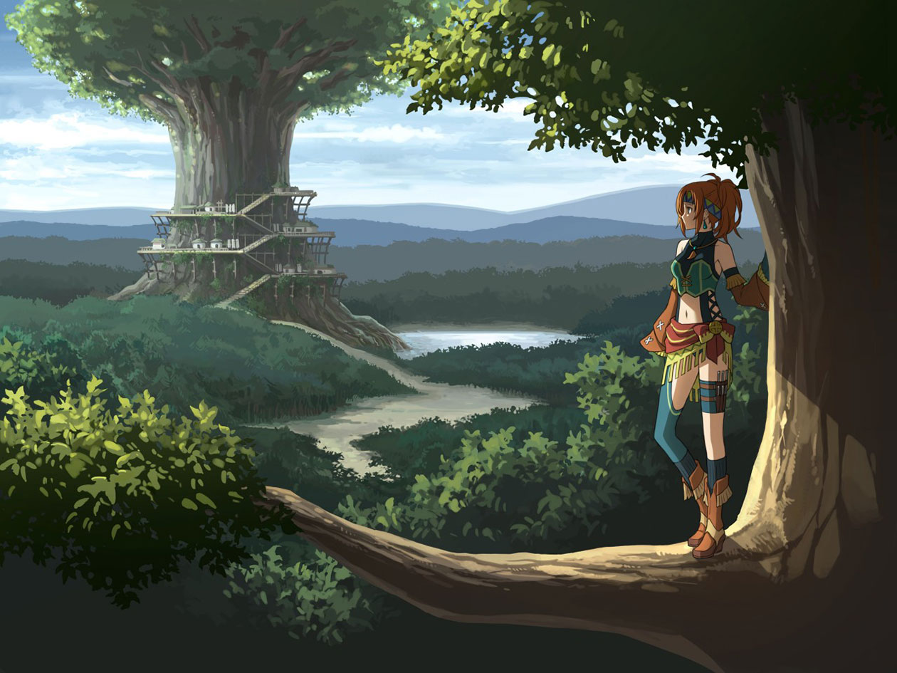 Karna Surveying Landscape Art from Ys: Memories of Celceta