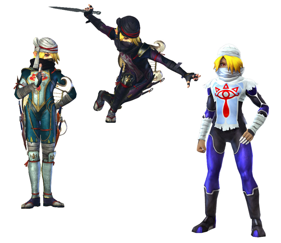 Sheik Outfits Art from Hyrule Warriors