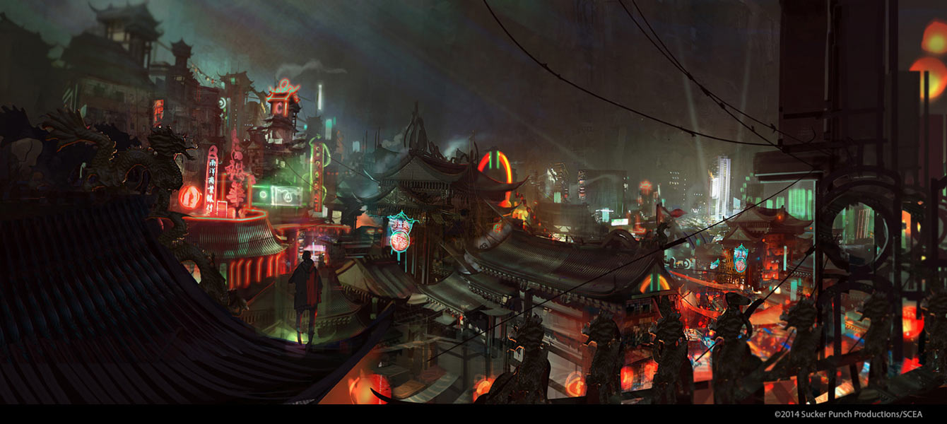 China Town Roofs Art from inFamous: Second Son