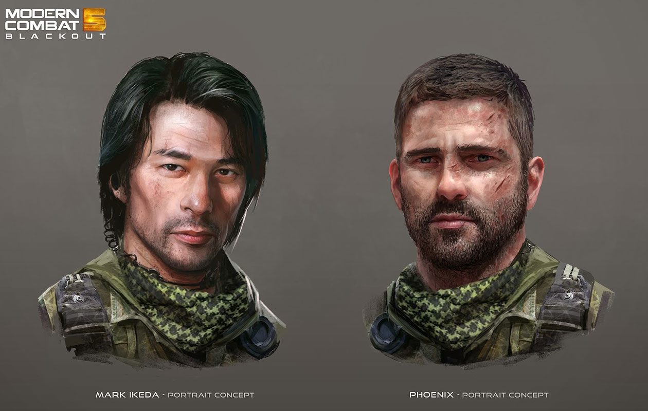 Ikeda & Phoenix Portraits Art from Modern Combat 5: Blackout
