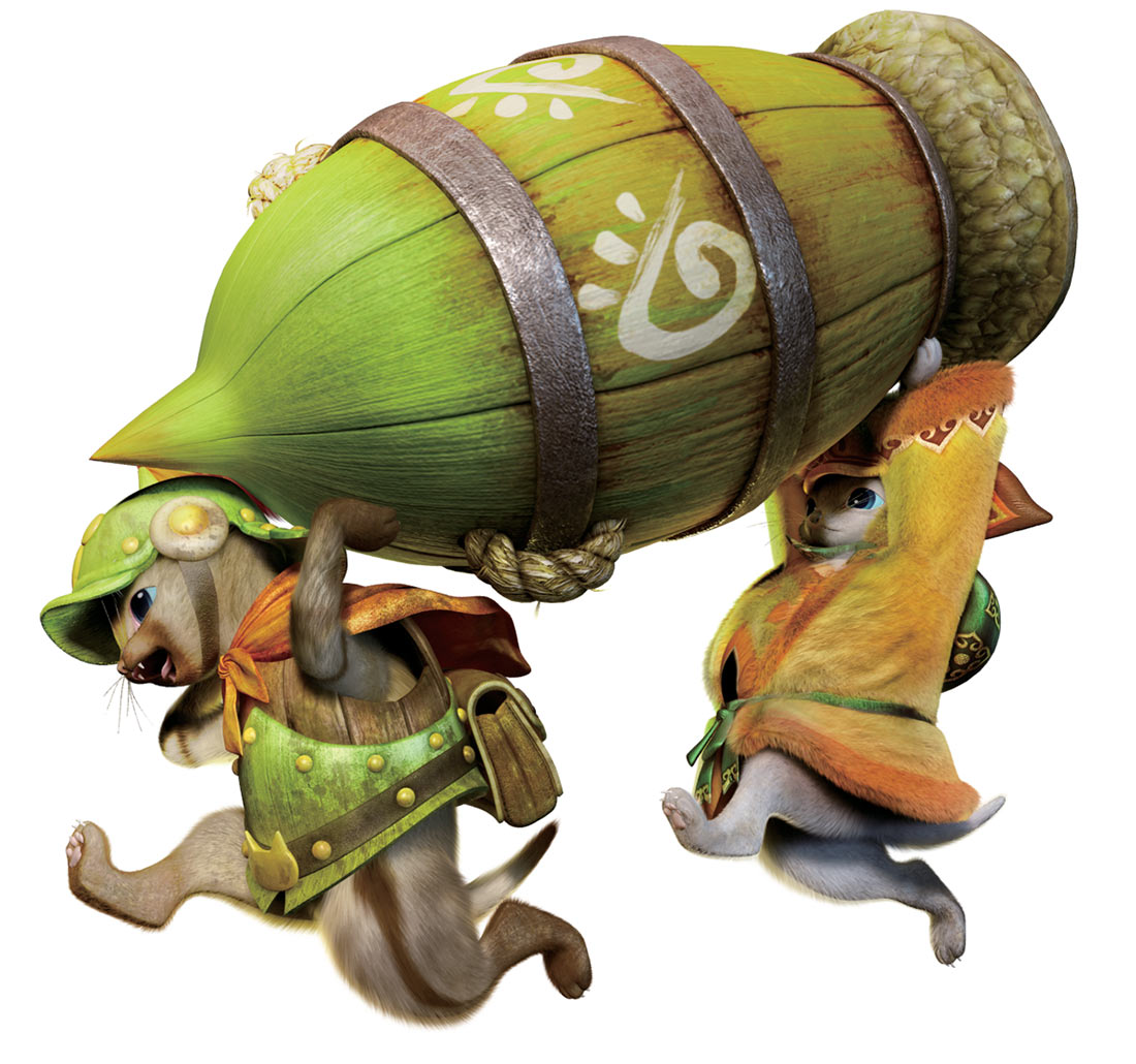 Felynes Carrying Rocket Art from Monster Hunter 4