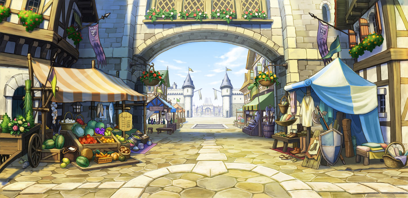 Labyrinthia Main Street Art from Professor Layton vs. Phoenix Wright: Ace Attorney