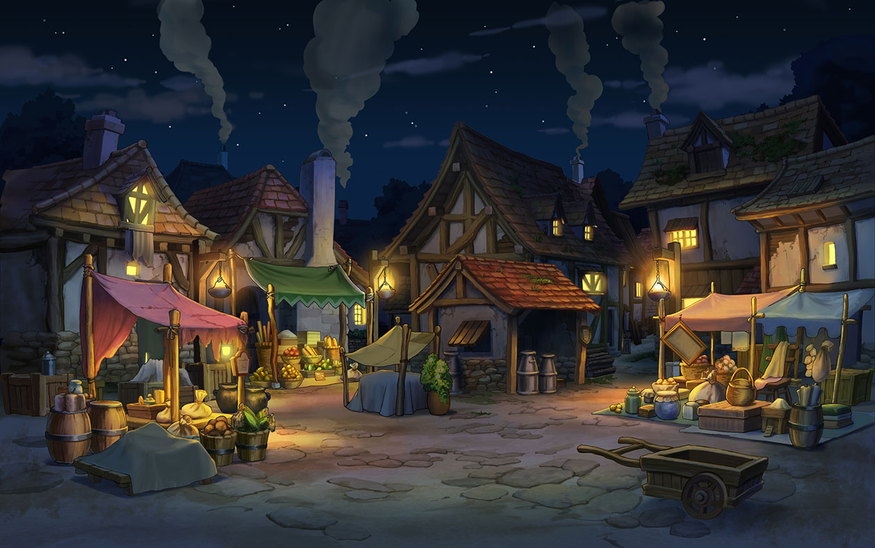 Labyrinthia Marketplace, Night Art from Professor Layton vs. Phoenix Wright: Ace Attorney