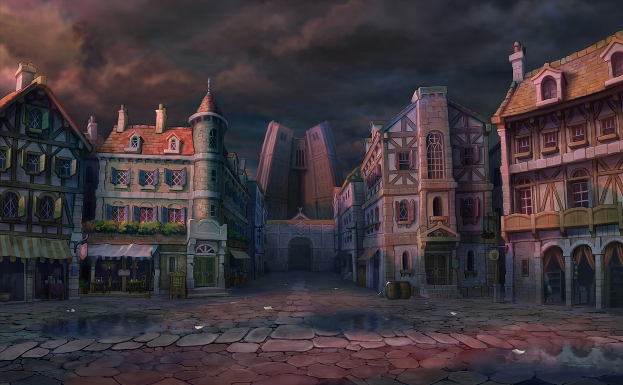Labyrinthia North Parade Avenue, Gloomy Art from Professor Layton vs. Phoenix Wright: Ace Attorney