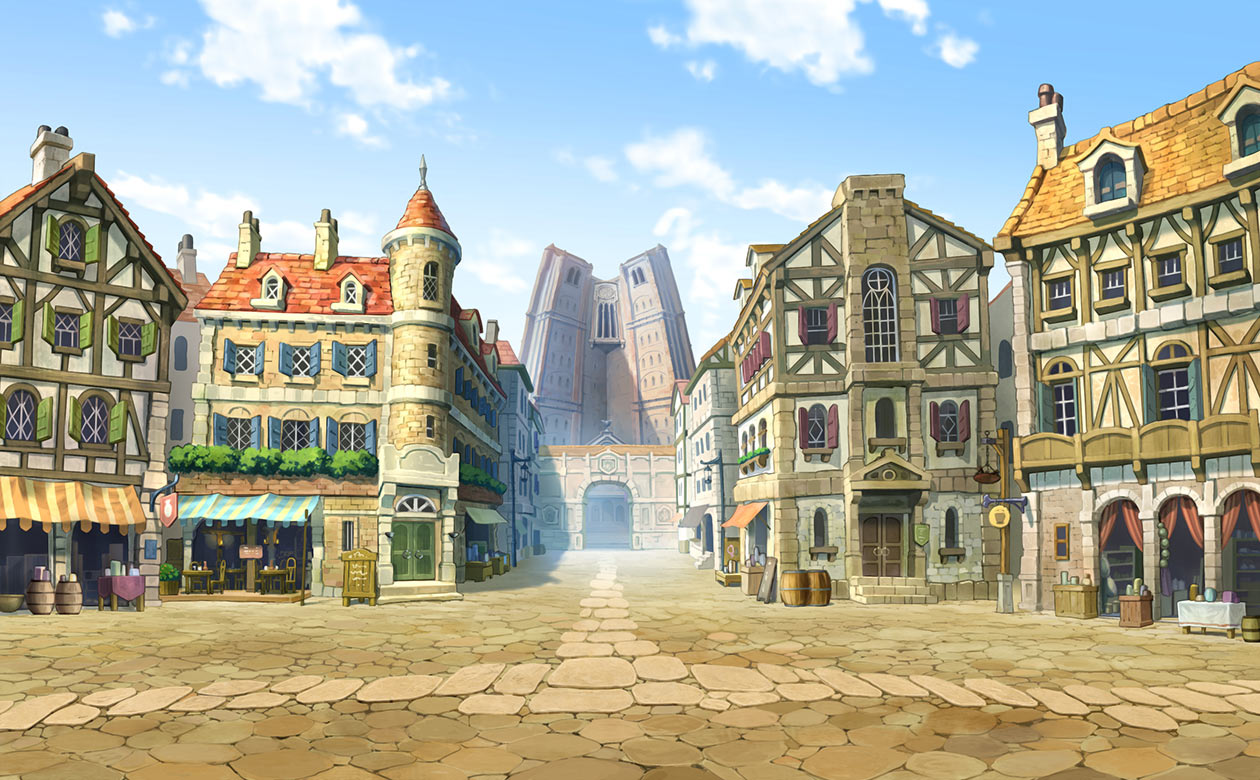 Labyrinthia North Parade Avenue Art from Professor Layton vs. Phoenix Wright: Ace Attorney