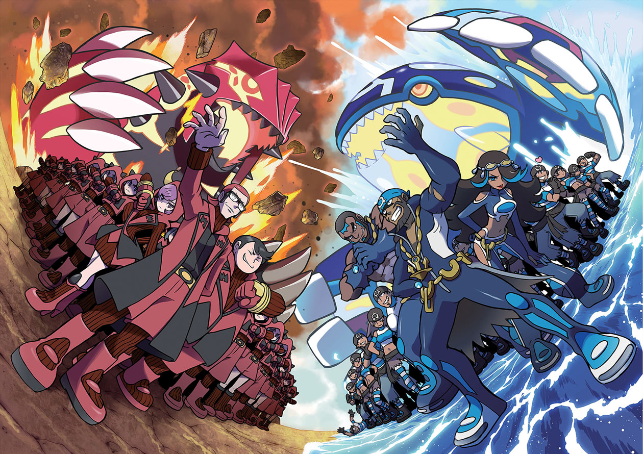Team Magma vs Team Aqua Art from Pokémon Omega Ruby and Alpha Sapphire