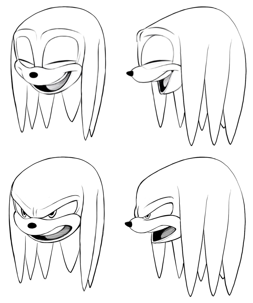 Knuckles Expressions Art from Sonic Boom