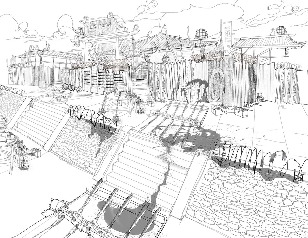 Troop Bushido Base Traps Art from Sunset Overdrive