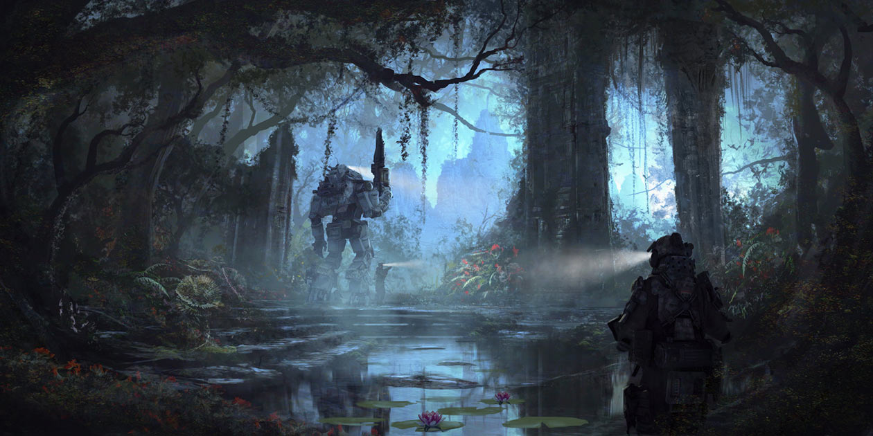 Swamp Temple, Night Art from Titanfall