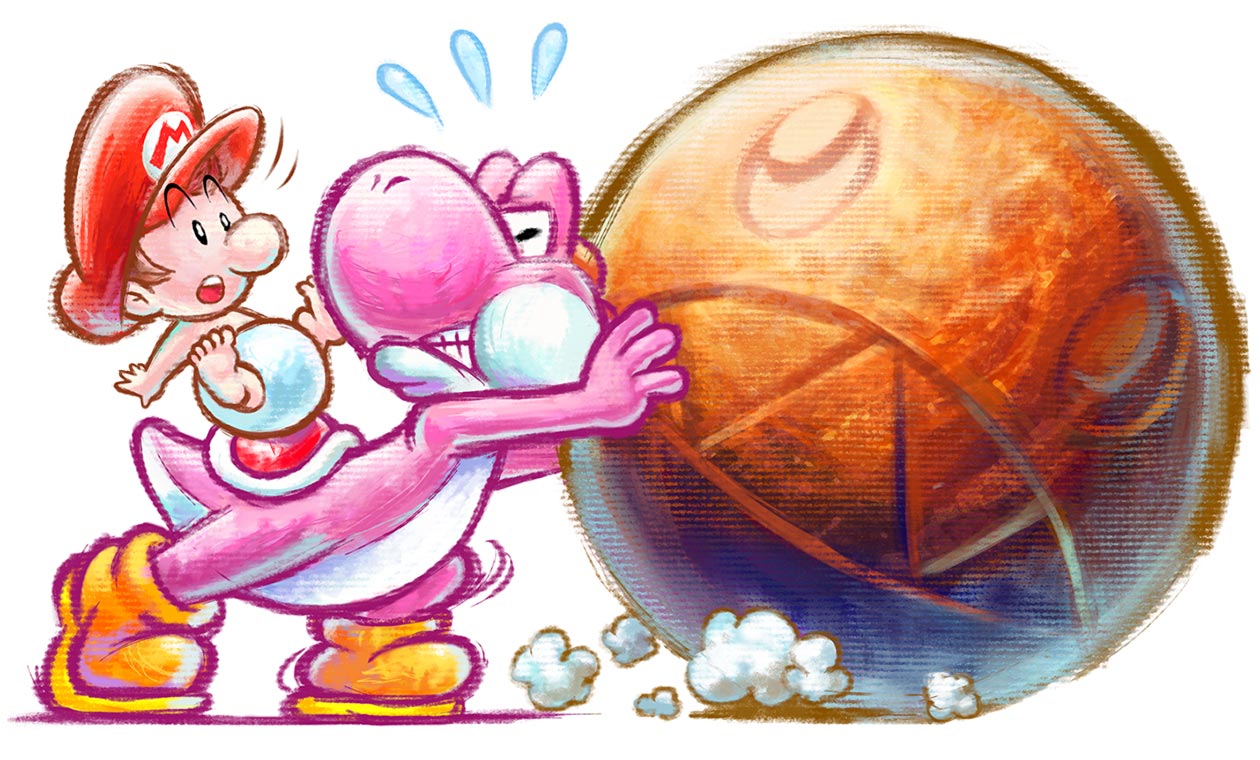 Pink Yoshi Art from Yoshi's New Island