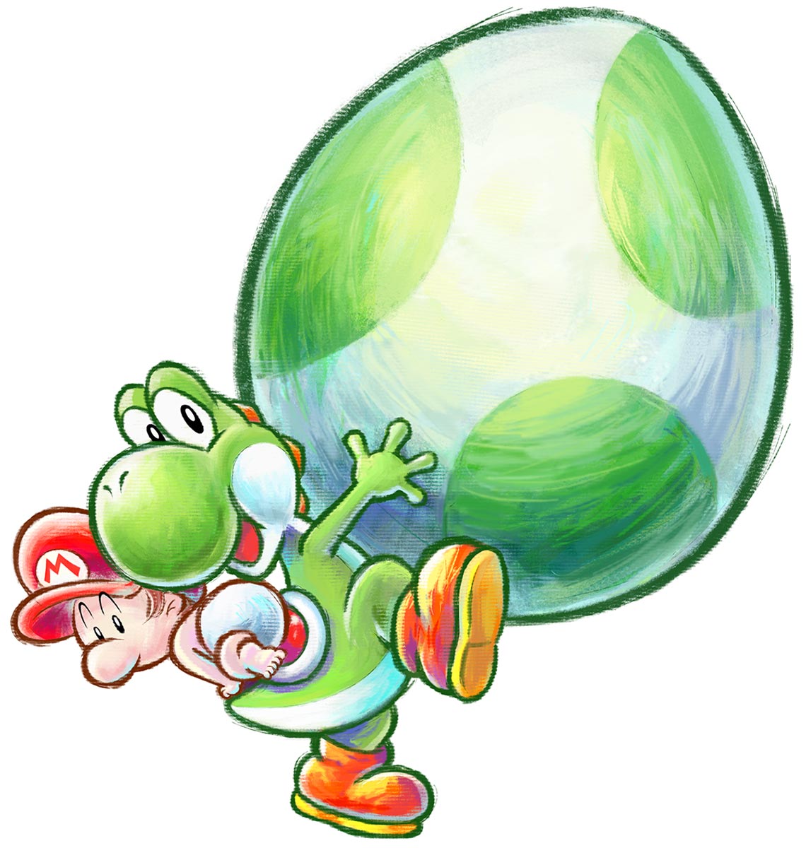 Yoshi & Baby Mario Art from Yoshi's New Island