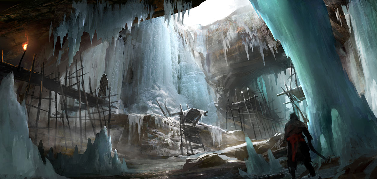 Ice Cave Waterfall Art from Assassin's Creed Rogue