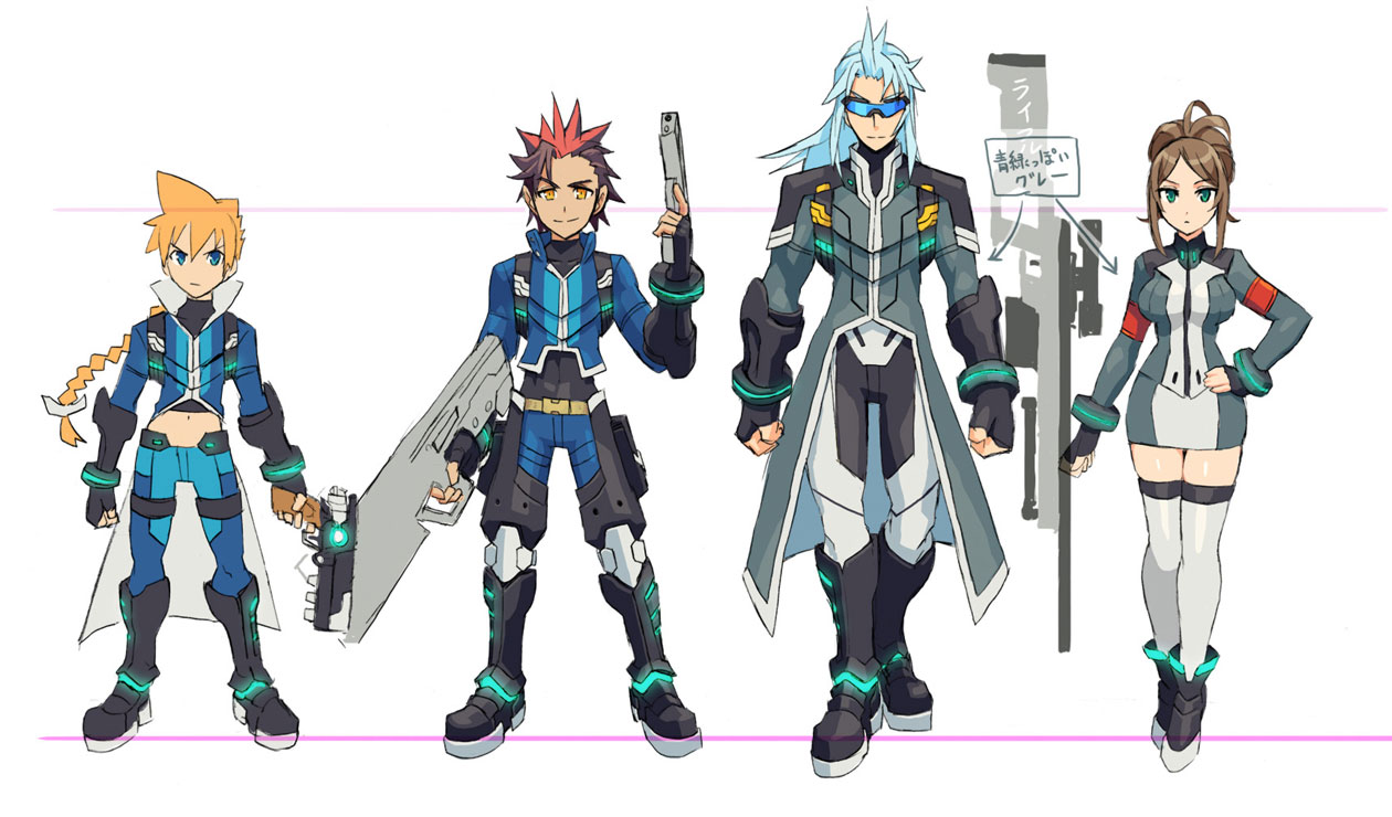 Character Lineup Art from Azure Striker Gunvolt