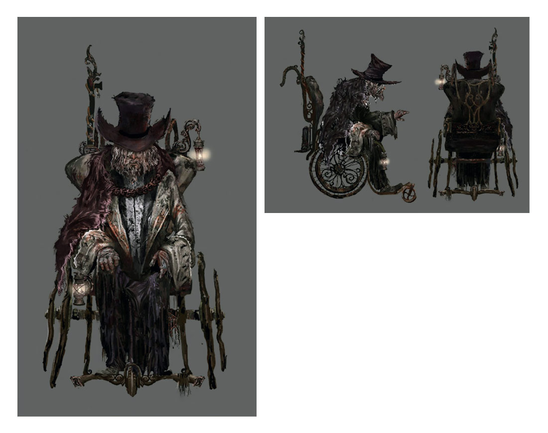 Wheelchair Huntsman Art from Bloodborne