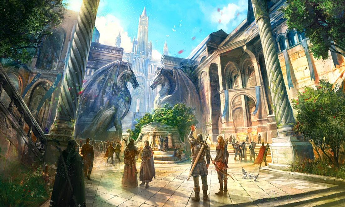 White Dragon Temple Art from Dragon's Dogma Online