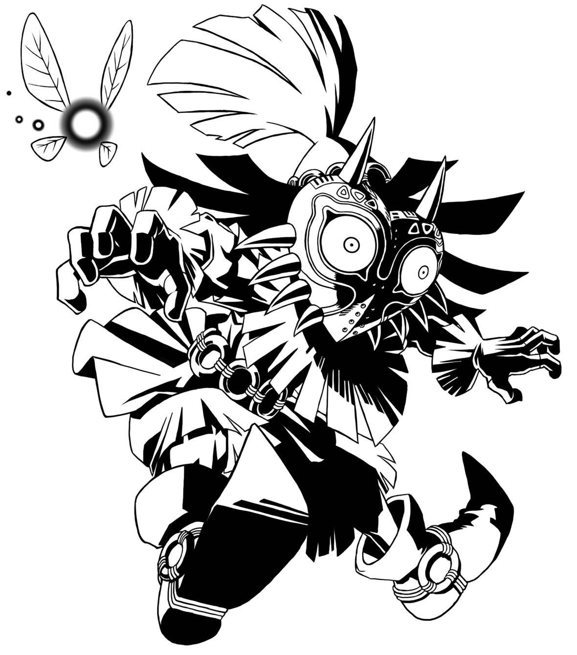 Skull Kid Line Art from The Legend of Zelda: Majora's Mask 3D