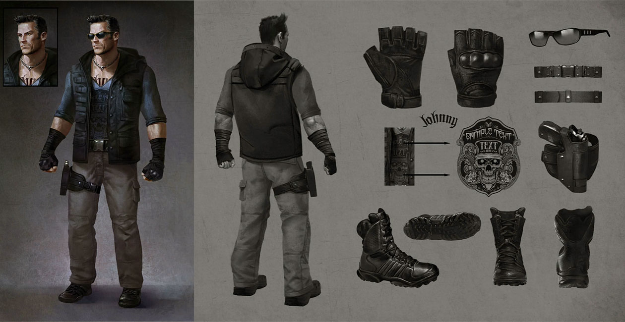 Johnny Cage Accessory Details Art from Mortal Kombat X
