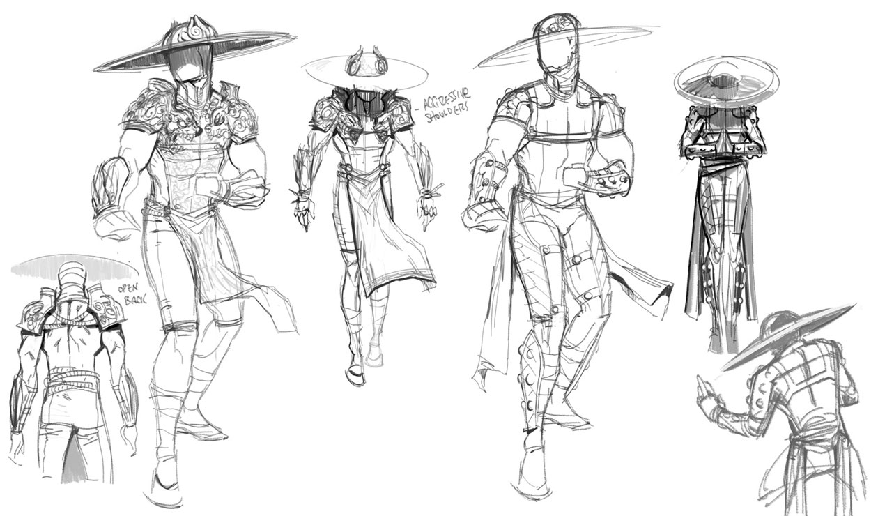 Kung Lao Sketches from Mortal Kombat X