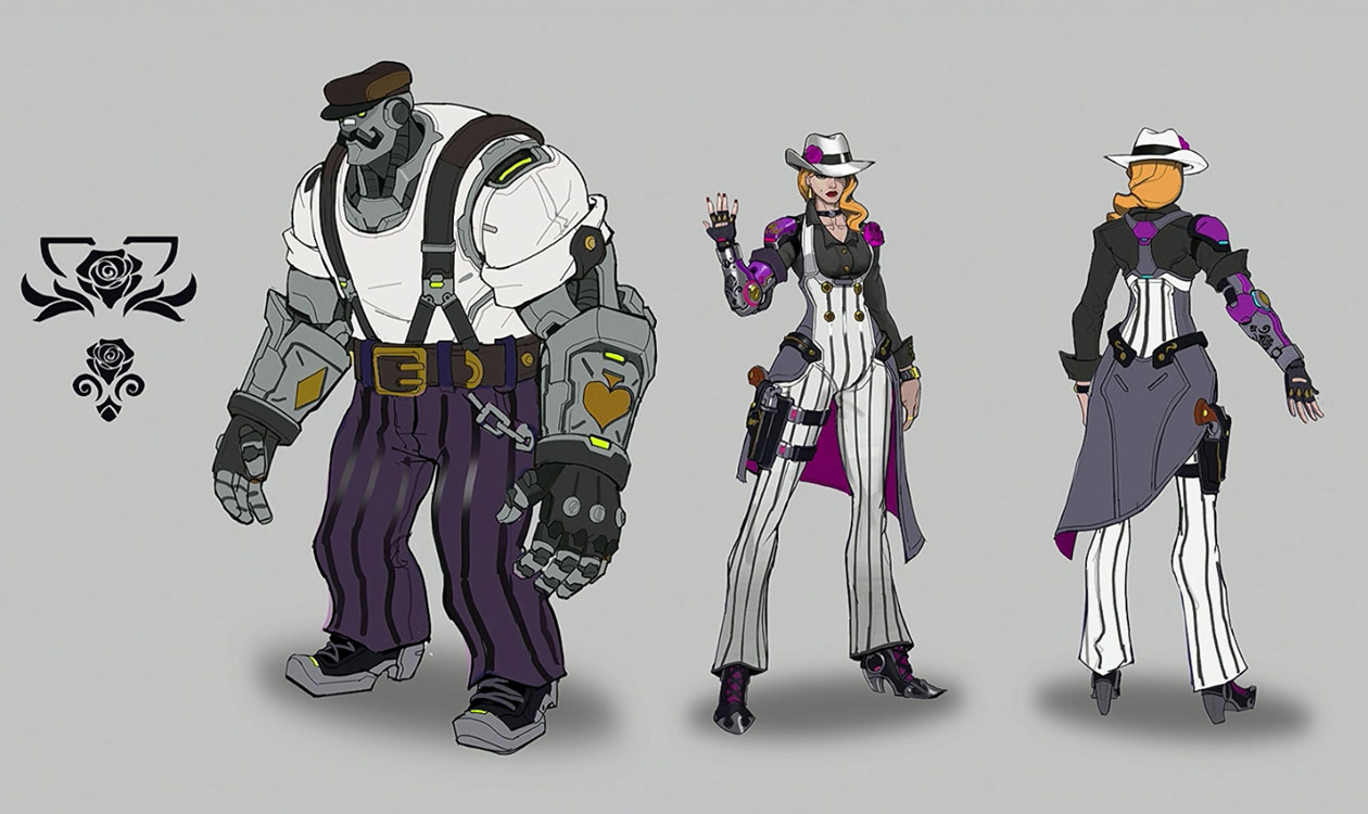 Ashe and Bob Mobster Skin Art from Overwatch