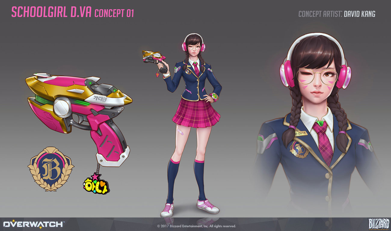 D.Va Schoolgirl Skin Art from Overwatch