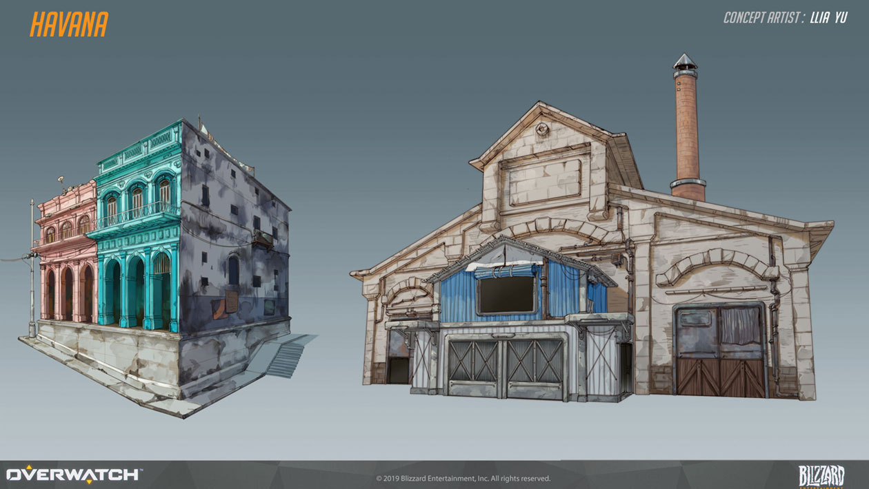Havana Buildings Art from Overwatch
