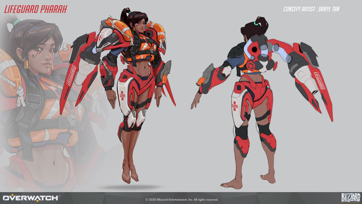 Pharah Lifeguard Skin Art from Overwatch