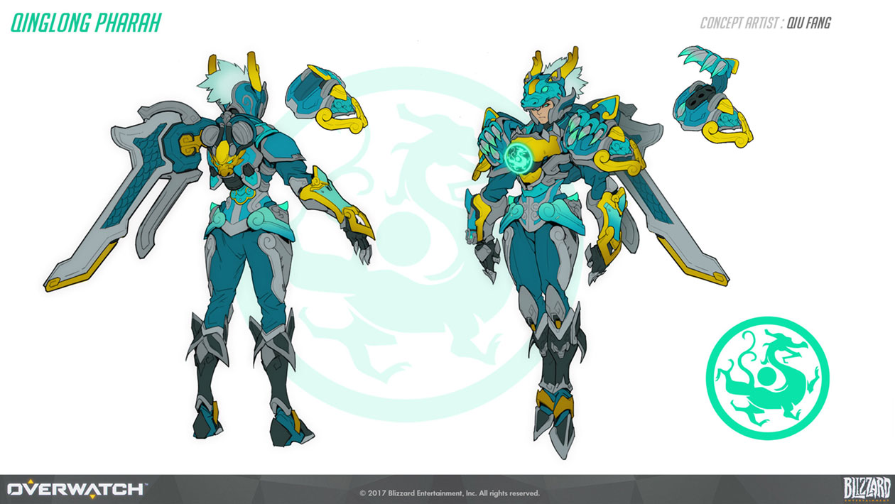 Pharah Qinglong Skin Art from Overwatch