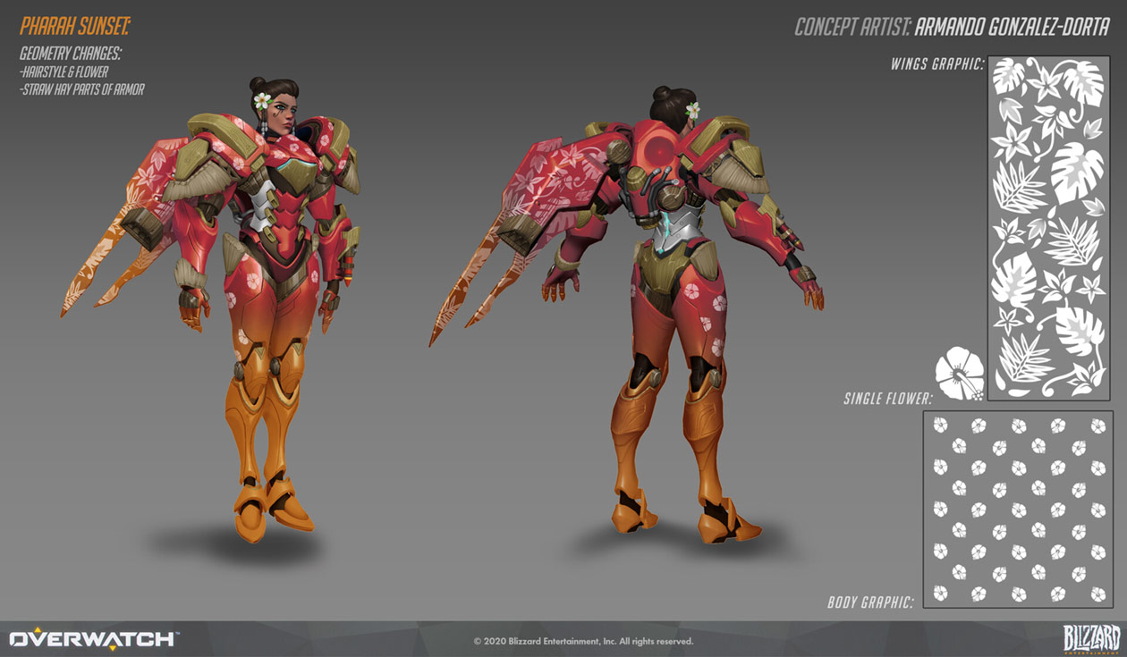 Pharah Sunset Skin Art from Overwatch