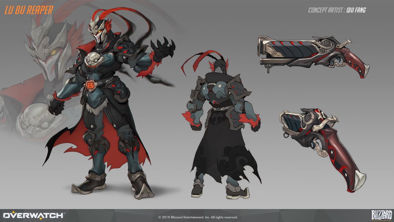 Reaper Lu Bu Skin Art from Overwatch