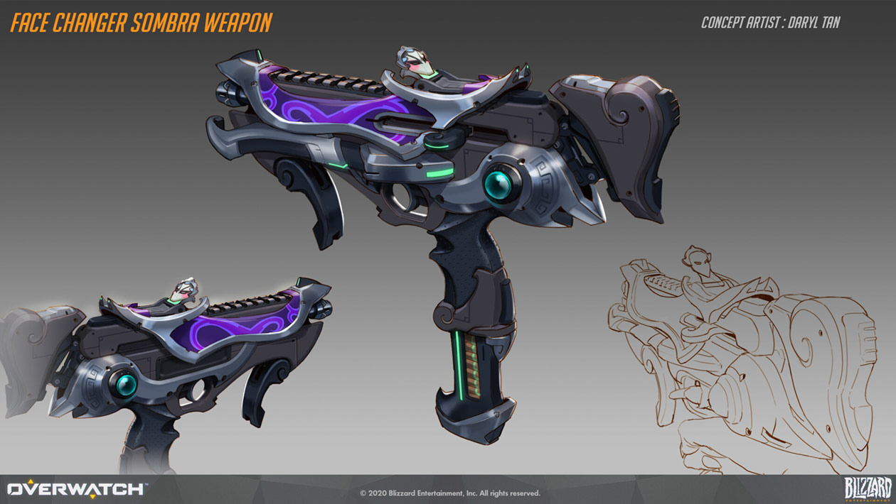 Sombra Face Changer Weapon Art from Overwatch