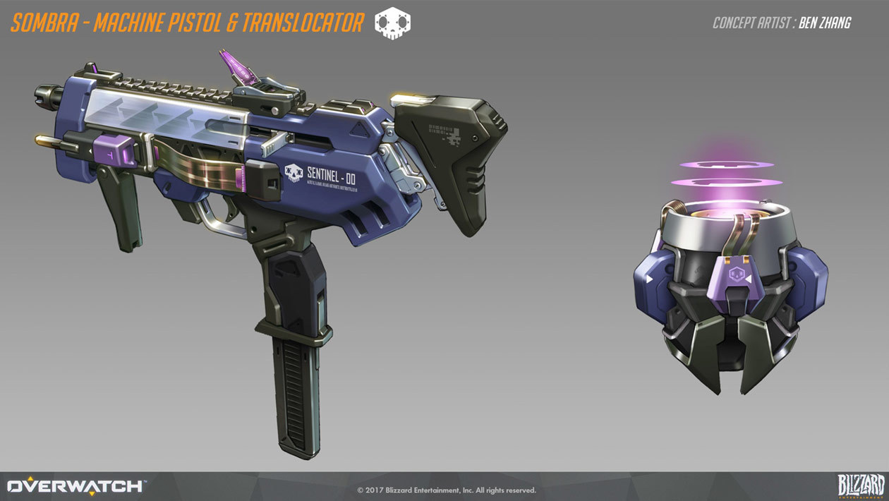 Sombra Machine Pistol and Translocator Art from Overwatch