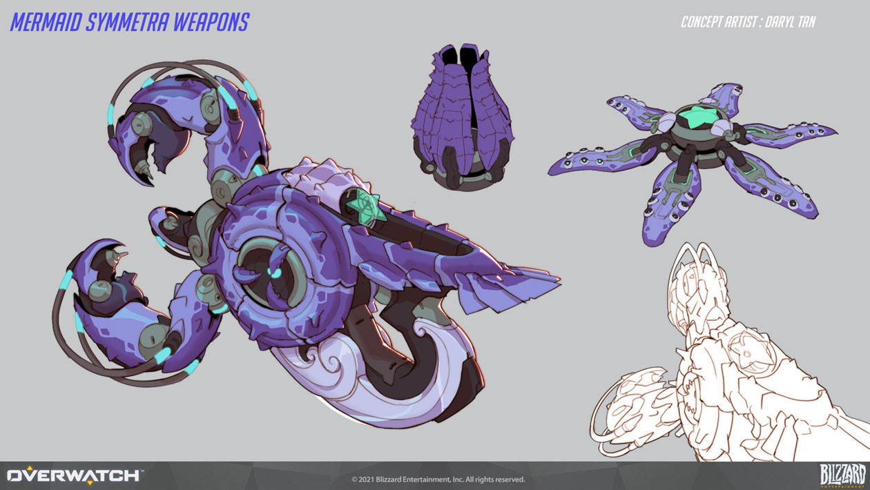 Symmetra Mermaid Weapons Art from Overwatch