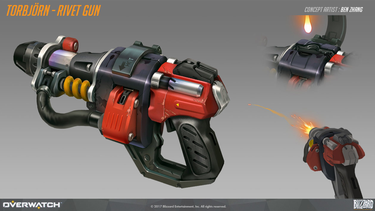 Torbj&ouml;rn Rivet Gun Art from Overwatch