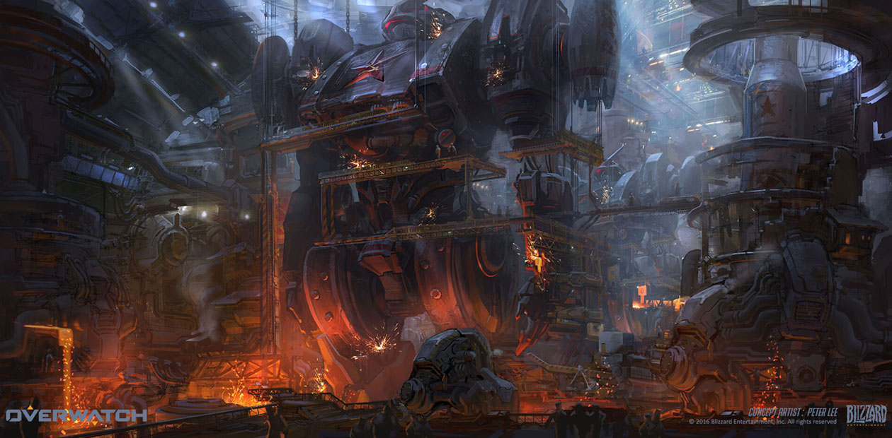 Volskaya Industries Robot Factory Art from Overwatch