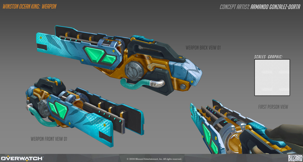 Winston Ocean King Weapon Art from Overwatch