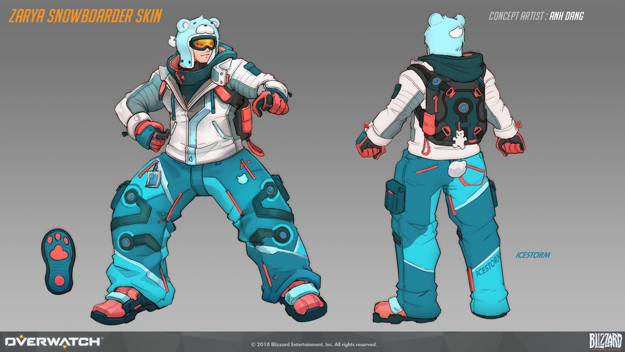 Zarya Snowboarder Skin Art from Overwatch