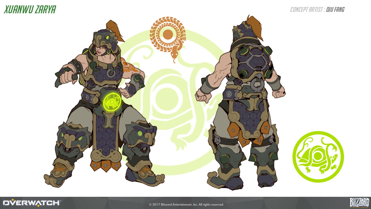 Zarya Xuanwu Skin Art from Overwatch