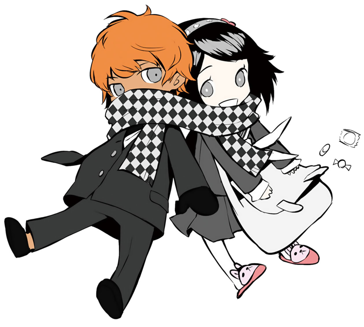 Rei & Zen, Checkered Muffler Art from Persona Q: Shadow of the Labyrinth