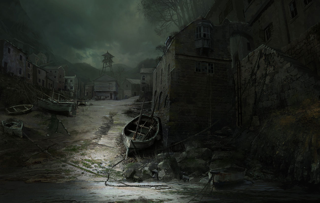 Fishing Village Harbor Art from The Evil Within