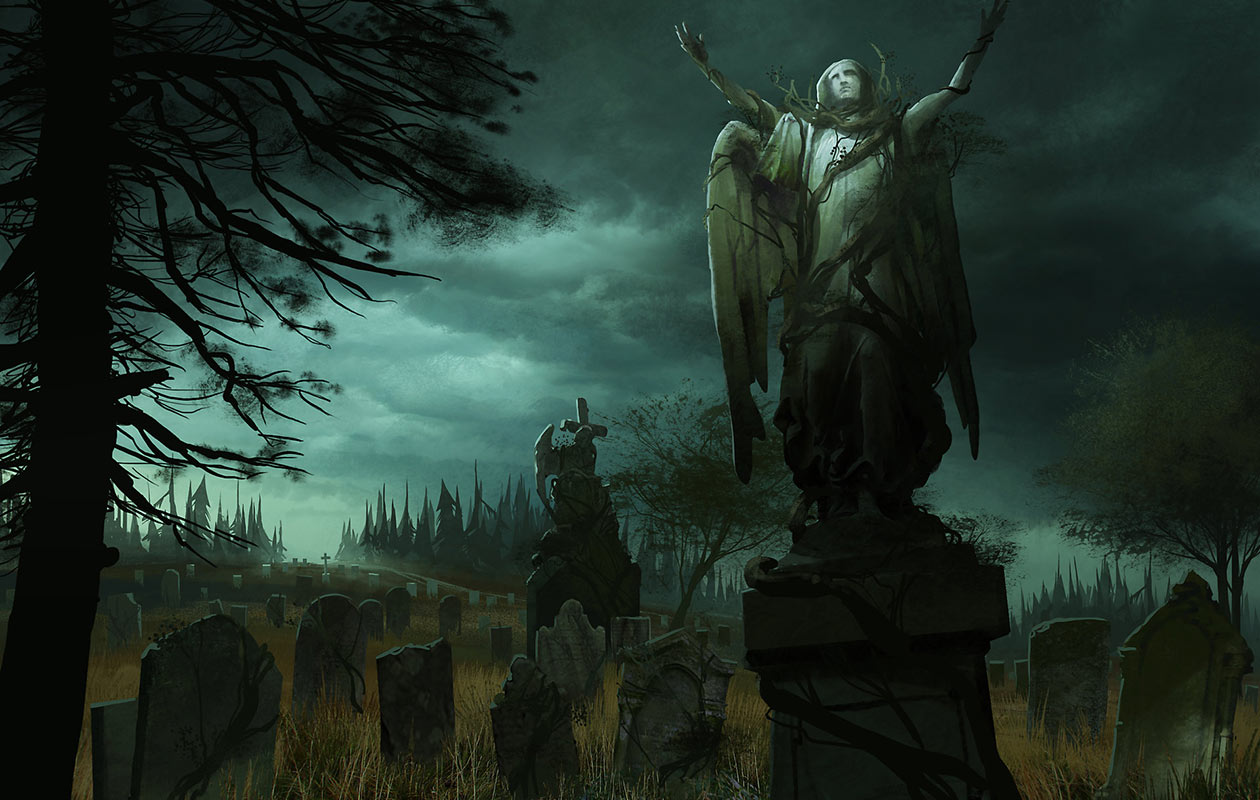 Graveyard Statue Art from The Evil Within