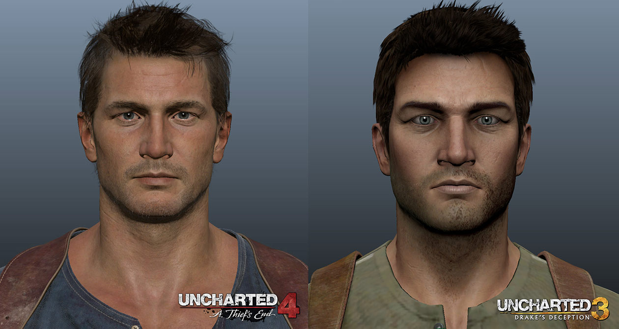 Drake U4 & U3 Comparison Art from Uncharted 4: A Thief's End