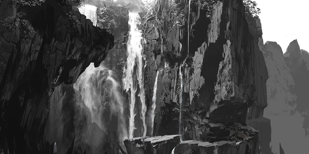 Waterfall Side View Art from Uncharted 4: A Thief's End