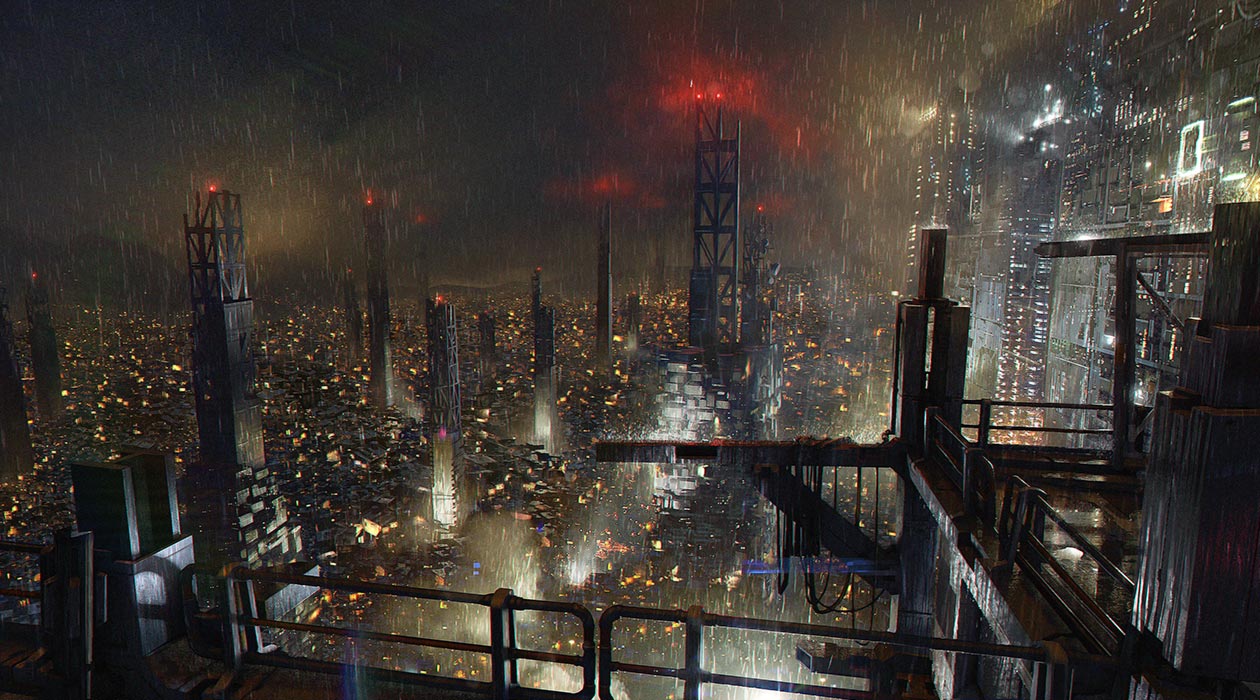 City Skyline Art from Deus Ex: Mankind Divided