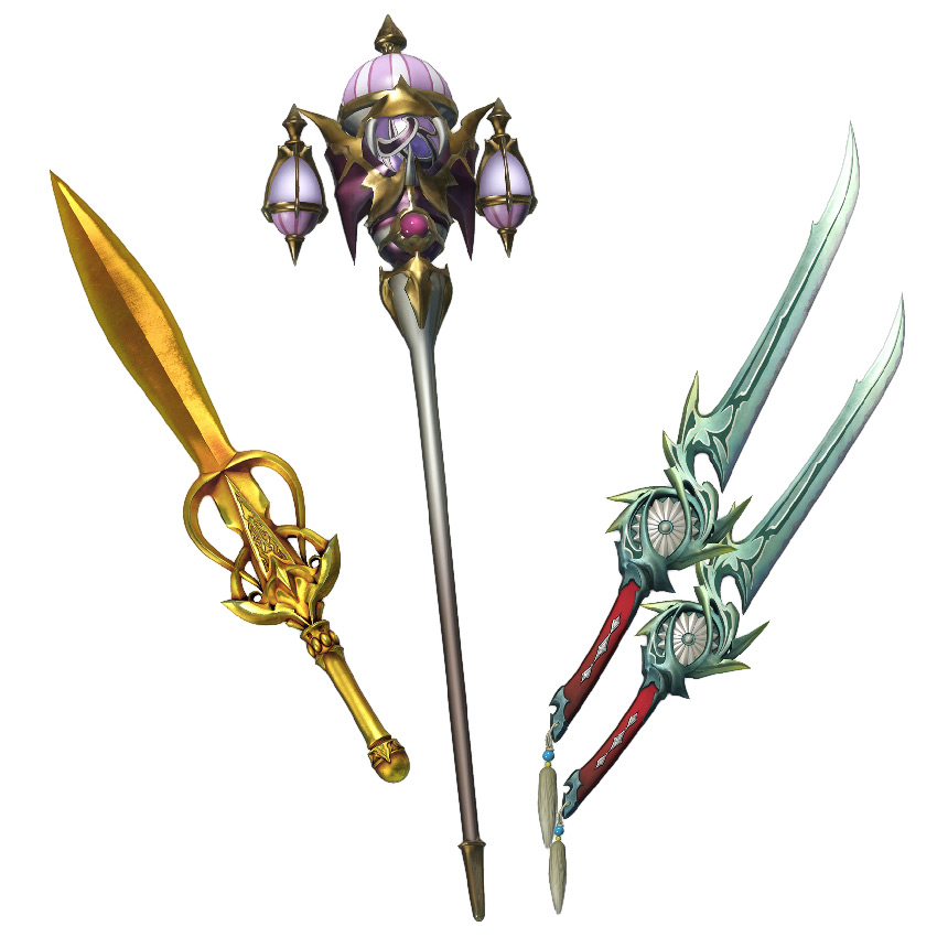 Onion Knight's Golden Sword, Omnirod, & Kiku-Ichimonji Art from Dissidia Final Fantasy NT