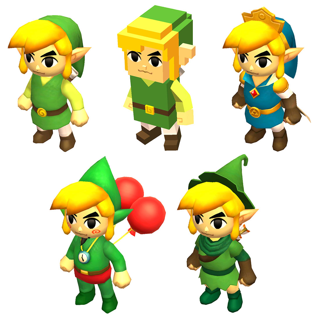 Link Classic Outfits Art from The Legend of Zelda: Tri Force Heroes